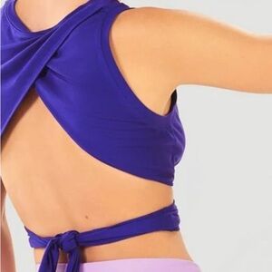 Fabletics Blue Sleeveless Crop Muscle Tee